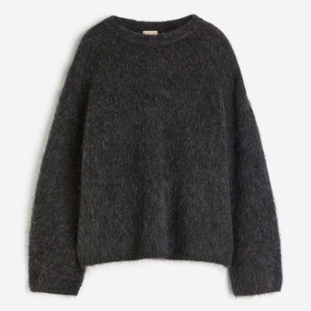H&M Oversize Mohair Sweater Dark Gray